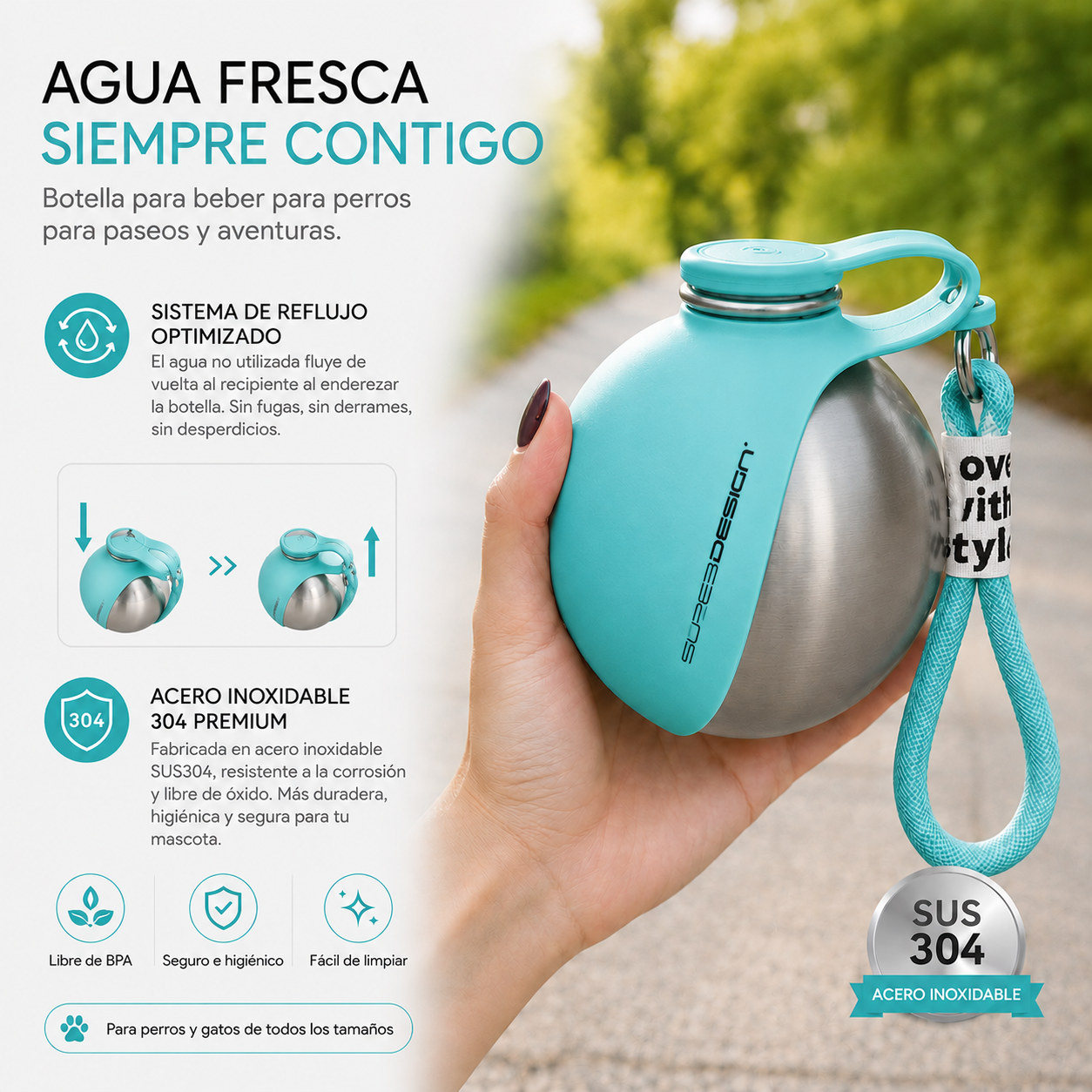 Botella de Agua Portátil para Perros Praxaro