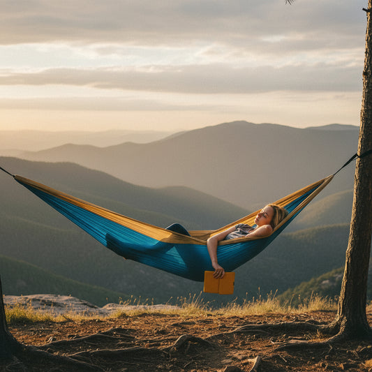 Hammock Portable Single Camping Hammock, Support 330Lbs, Blue/Yellow